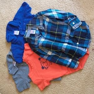 Gymboree Baby Boy Shirt Bundle 2 Polos & Bodysuit 12-18 M & Button Down 18-24M
